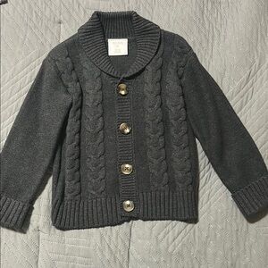 Gray Cable Knit Button-Front Cardigan Sweater